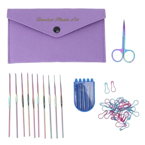 Adfaga Häkel haken Set Edelstahl Ergonomische bequeme tragbare komplette Häkel-Kit mit 10 Haken 5 Garn Nadeln Schere Stitch Marker Aufbewahrung tasche für Anfänger Profis DIY Craft Adfaga Häkel haken Set Edelstahl Ergonomische bequeme tragbare komplette Häkel-Kit mit 10 Haken 5 Garn Nadeln Schere Stitch Marker Aufbewahrung tasche für Anfänger Profis DIY Craft von Adfaga