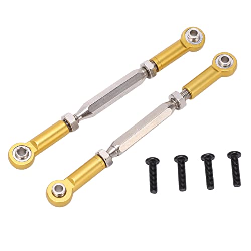 Adfaga Lenkung der hinteren Suspension Armabspurstange Hochwertige Aluminiumlegierung Stahl Langlebiger Verschleiß einstellbarer Länge für JLB 1 10 Rennwagen 2pcs Set mit Schrauben (Gold) von Adfaga