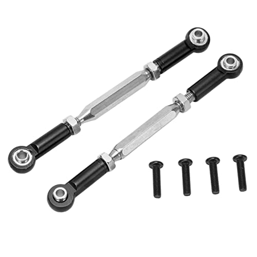 Adfaga Lenkung der hinteren Suspension Armabspurstange Hochwertige Aluminiumlegierung Stahl Langlebiger Verschleiß einstellbarer Länge für JLB 1 10 Rennwagen 2pcs Set mit Schrauben (Schwarz) von Adfaga