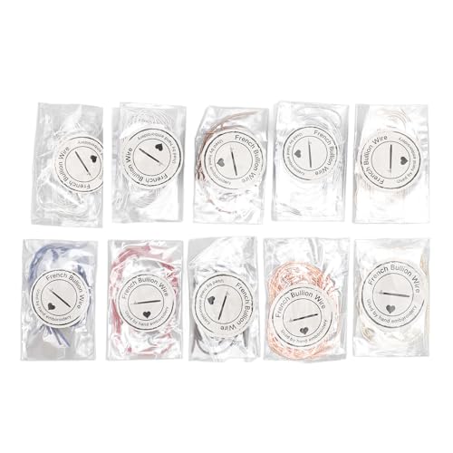 Adfaga Metallic Stickerei Thread 10 Pack Hochglanz mehrfarbig DIY Stickerei Floss Kit für Bekleidungsdekoration Hats Badges Broschen Schuhmesser 1mm Durchmesser von Adfaga