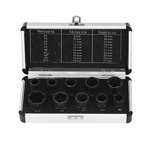 Adfaga Nuss -Entferner -Set 10pcs Bolzenextraktionswerkzeug -Werkzeug -Sechskant -Sockel -Kit für abgestreiftes Schleffelbrennschraube Entfernung Automobilreparatur Chrom Vanadium Adfaga Nuss -Entferner -Set 10pcs Bolzenextraktionswerkzeug -Werkzeug -Sechskant -Sockel -Kit für abgestreiftes Schleffelbrennschraube Entfernung Automobilreparatur Chrom Vanadium von Adfaga