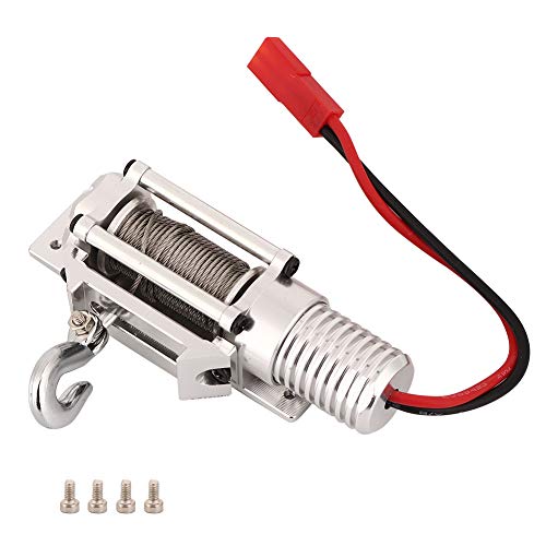 Adfaga Premium CNC Metal RC Winch Upgrade Kit für 1/10 Skala SCX10 Axial Crawler D90 Hochleistungsleichter leichtes Winden Ersatz Schwarz Silber 44,6 g Accessoire mit 4 Schrauben (Silber Fz0019s) von Adfaga