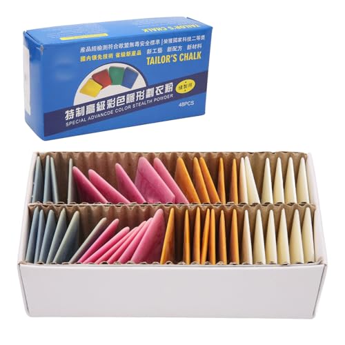 Adfaga Professionelle Schneider Kreide 48pcs Bunte Stoffmarkierungen Automatisch verblassen Kreidewachs zum Quilt -Schneiderei -DIY -Handwerk von Adfaga