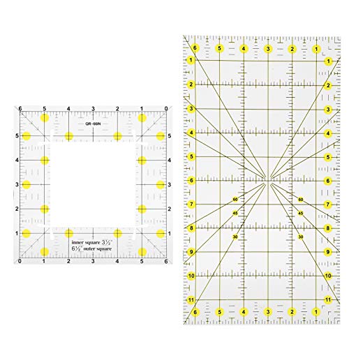 Adfaga Quilting Lineal Sewing Lurer Mess Herrscher transparentes Acrylhandwerkslineer zum Quilt -Nähen Patchwork DIY Stoff schneiden 16,5 x 16,5 cm 16x30 cm Set von 2 von Adfaga