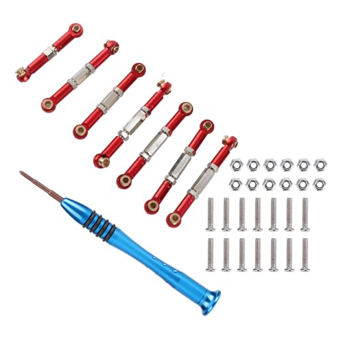 Adfaga RC Car Metal Servo Pull Rod Set Hochwertiges haltbares, leichtes Einbau von Upgrade -Teilen für 144001 1/14 Scale RC -Auto enthält 7PCS rot Blau Zubehör Schraubendreher (Verrotten) von Adfaga