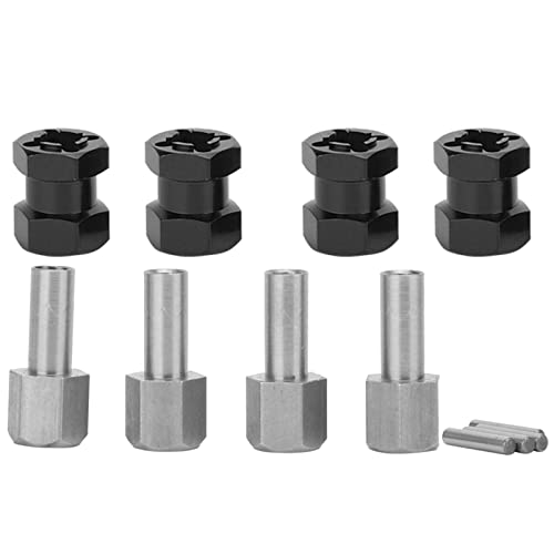 Adfaga RC Wheel Hex -Hub -Dreiberadapter 12mm Verlängerung Hochleistungsstärkere Metall -Hub -Adapter für RC Crawler Cars D90 AX10 CC01 SCX10 Modelle 4pcs Set Black Rotblau (Schwarz) von Adfaga