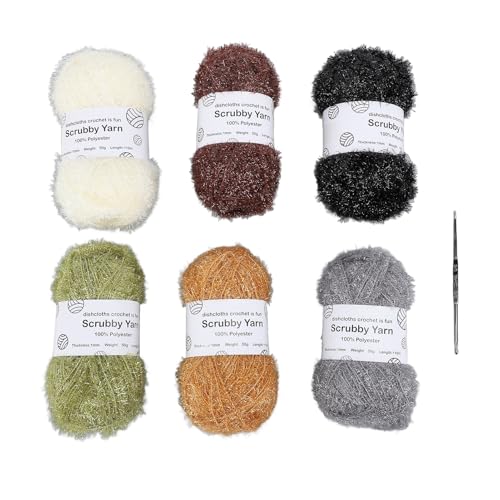 Adfaga Schrubbisches Garn Sparkle Glitzer häkelnder Geschirrtücher Handgestrickte Dollbeutel Erde Ton 6 Rollen Baumwollfaden Edelstahl Adfaga Schrubbisches Garn Sparkle Glitzer häkelnder Geschirrtücher Handgestrickte Dollbeutel Erde Ton 6 Rollen Baumwollfaden Edelstahl von Adfaga