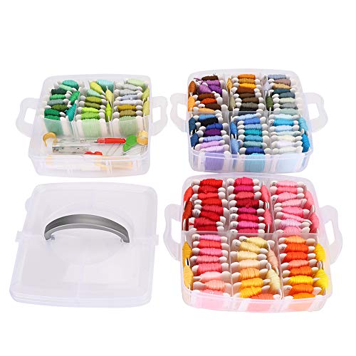 Adfaga Stickerei Floss Organizer Kit 150 Farben Kreuzstich -Faden mit Aufbewahrungsbox für DIY -Handwerksnähzubehör weiche Baumwolle helle Gewinde 8 Meter Länge Langlebiges Materia von Adfaga