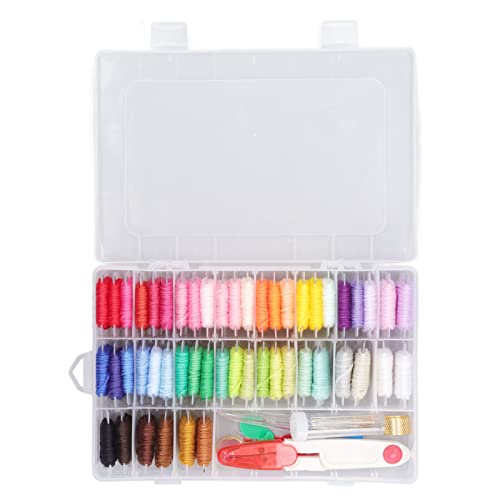 Adfaga Stickstätte Cross Stitch Faden Stickereien Floss Set 50 Farben lebendige mercerisierte Baumwollfäden für Handsticke DIY Bastel nähen Freundschaftsarmbänder komplett Kit Kit von Adfaga