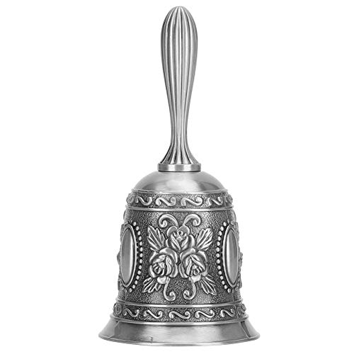 Adfaga Vintage Style Zink Alloy Bar Handbell Laut klarer Klingelton für das Restaurant Klassenzimmer Bar Service Dekoration 5.3x11.5 cm elegantes Silber Finish von Adfaga