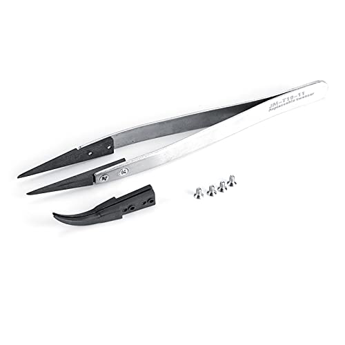 Anti -statische Edelstahl -Pinzette Set Precision Electronic Components Reparaturwerkzeug Professionelle Kohlefaserspitzen Austauschbarer Köpfe für Elektronik Uhr Telefonreparatur Anti -statische Edelstahl -Pinzette Set Precision Electronic Components Reparaturwerkzeug Professionelle Kohlefaserspitzen Austauschbarer Köpfe für Elektronik Uhr Telefonreparatur von Adfaga