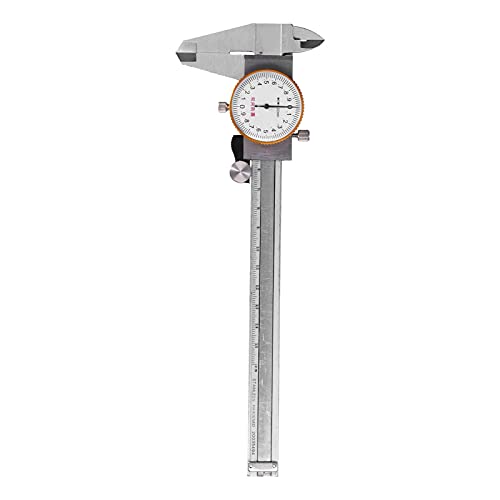 Dial Caliper Edelstahl Stoßdichter Vernier Messung einer Auflösung von 0,02 mm mit Mikrobewegungswalze hohe Genauigkeit Clear Dial Spiegel breiter Messbereich für Ingenieure von Adfaga