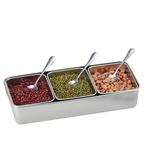 Edelstahl-Gewürz-Box-Set 3 Ablage behälter mit Deckel und Messlöffel für Küchen-Arbeits platte Organisation Salz zucker Edelstahl-Gewürz-Box-Set 3 Ablage behälter mit Deckel und Messlöffel für Küchen-Arbeits platte Organisation Salz zucker von Adfaga