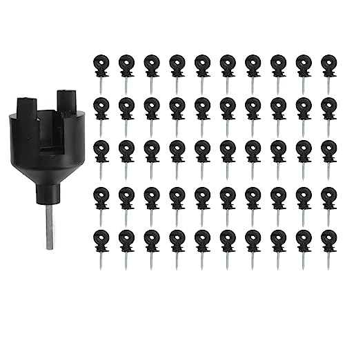Elektrische Zaunschraube in Ringisolatoren langlebiger verzinkter Stahl PP Material Hochfestigkeit Isolierung für tierische Haltung elektronischer Zaun 50pcs mit Sockelwerkzeug von Adfaga
