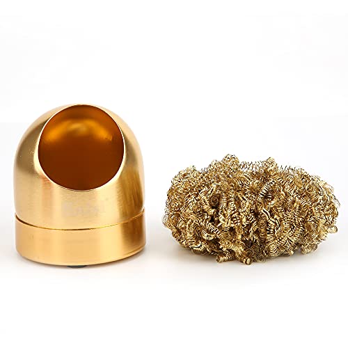 Lötkolbens pitze Reiniger Drahtkugel-Lötkolben-Reinigungs-Ball-Halter Basis-Ständer-Kuppel Effiziente Reinigung für Lötkolben kopf Wartung (Gold) von Adfaga