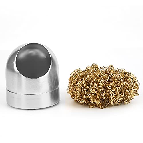 Lötkolbens pitze Reiniger Drahtkugel-Lötkolben-Reinigungs-Ball-Halter Basis-Ständer-Kuppel Effiziente Reinigung für Lötkolben kopf Wartung (Silber) von Adfaga