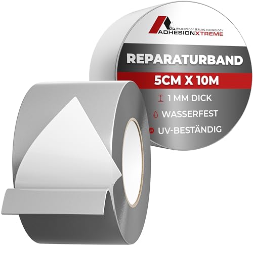 ADHESIONXTREME WATERPROOF SEALING TECHNOLOGY 10mx50mm graues Reparaturband Klebeband Dichtungsband Abdichtband für Metalle,Regenrinnen,Dachrinne uvm von ADHESIONXTREME WATERPROOF SEALING TECHNOLOGY