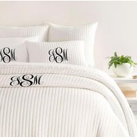 Monogramm 100% Baumwolle Shell Und Gestrickte Gesteppte Bettdecke Soft Textured Handgefertigt von AdhiraLinen