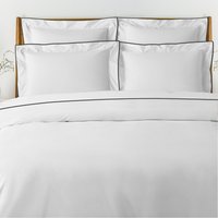 500 Fadenzahl Weißer Baumwollsatin Hotel Stitch Bettbezug-Set in 5 Verschiedenen Kantenpaspeln 1 Bettbezug Und 2 Kissenbezug von AdhiraLinen