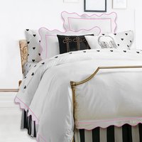 500Tc Weißer Baumwollsatin Hotel Stitch Bettbezug Set Überbackene Stickerei Und Border 1 2 Pillow Sham von AdhiraLinen