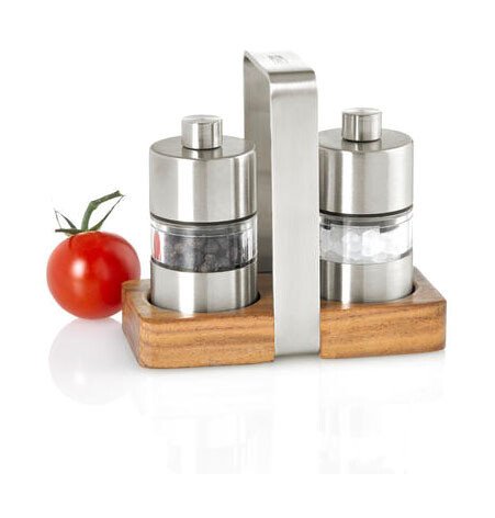 Pfeffer- und Salzmühle Menage 3-tlg. Minimill silber von Adhoc