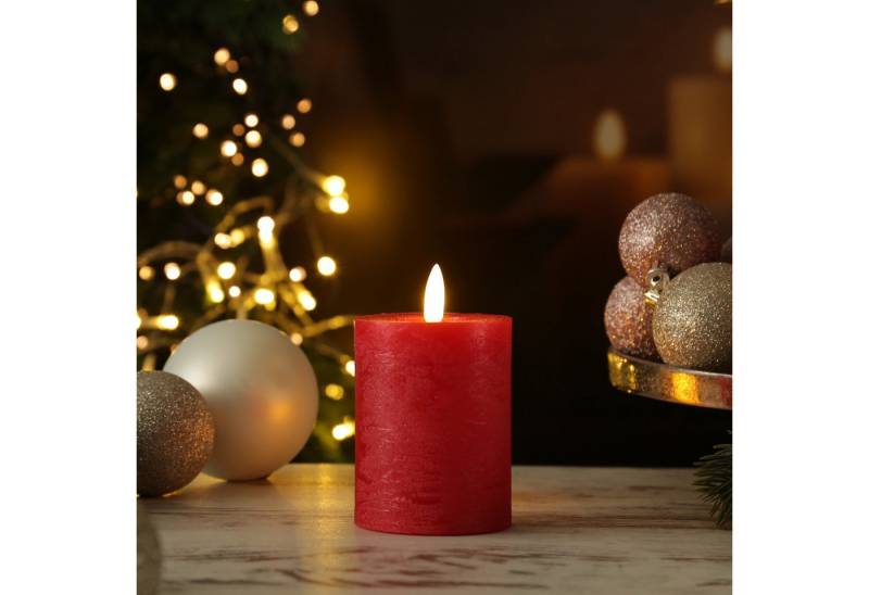 Adilina LED-Kerze LINA Rustik Optik Echtwachskerze flackernd Timer H: 11cm D: 7cm rot Adilina LED-Kerze LINA Rustik Optik Echtwachskerze flackernd Timer H: 11cm D: 7cm rot von Adilina