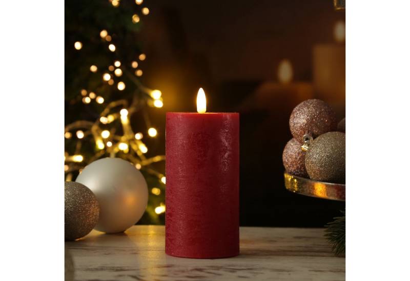 Adilina LED-Kerze LINA Rustik Optik Echtwachskerze flackernd Timer H: 15cm D: 7cm rot Adilina LED-Kerze LINA Rustik Optik Echtwachskerze flackernd Timer H: 15cm D: 7cm rot von Adilina