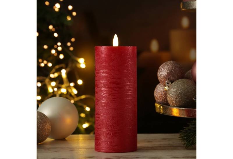 Adilina LED-Kerze LINA Rustik Optik Echtwachskerze flackernd Timer H: 20cm D: 7cm rot Adilina LED-Kerze LINA Rustik Optik Echtwachskerze flackernd Timer H: 20cm D: 7cm rot von Adilina