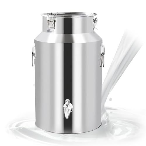Adima 201 Milcheimer Aus Edelstahl Milchtransportfässer mit Wasserhahn Und Versiegelter Deckel Zur Verwendung in Ländlichen Und Häuslichen Küchen,14L von Adima