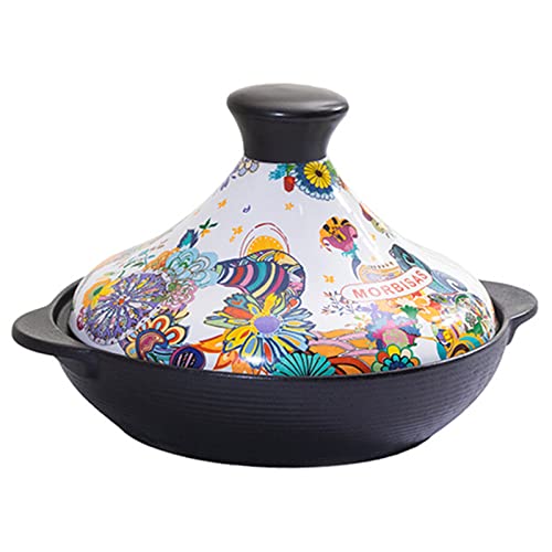 Adima Marokkanisch Tagine Topf, 1.6-2.2L Handgefertigt Keramische Töpfe Emailliert Tajine-Topf Kochgeschirr Mit Kegelförmigem Geschlossenem Deckel Zum Kochen,2.2L von Adima