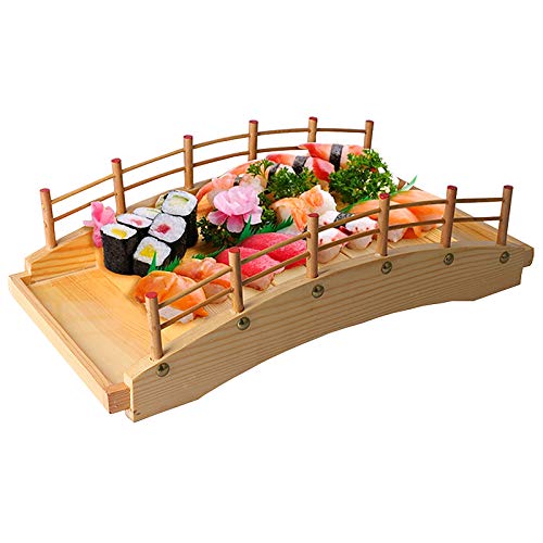 Hölzern Sushi Arch Bridge Japanisch Küche Servierbrett Tablett Sashimi-Platte Essen Platte Für Restaurant Oder Nach Hause Geschirr Dekoration Ornament (Kiefer),53x26cm von Adima