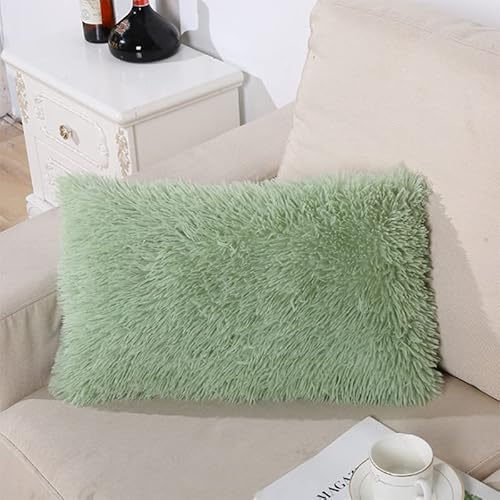 AdirHome 2er Set Kissenbezüge 50x70 cm Plüschkissen Kuschelig Couchkissen Superweich Kissen Flauschig Kissenbezug für Sofa Dekokissen Garten Outdoor Kissen (Green,50 * 70 cm) von AdirHome