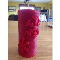 Schneeflockensäule Bienenwachskerze. Natürliches Weißes Bienenwachs Oder Cranberry Rot - 10-1/4 Zoll Groß X 3 von Adironstix