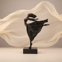 Designer Ballet Dancer Sculpture - Black Modern Dance Statue On Marble Base, Elegant Home Decor Designer Ballet Dancer Sculpture - Black Modern Dance Statue On Marble Base, Elegant Home Decor von AdisaHome