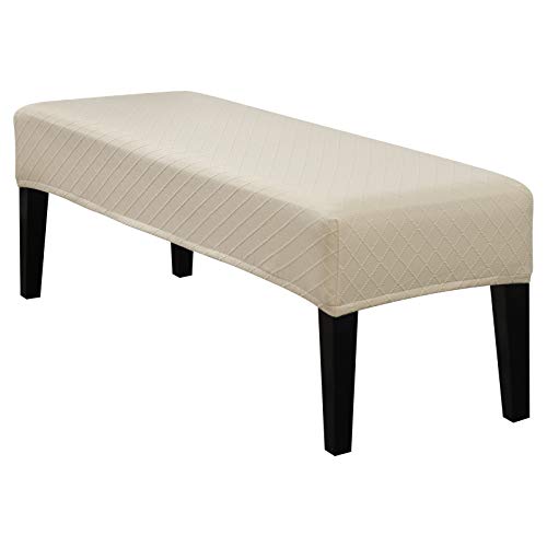 Adisputent Universal-Bezug für Esszimmer-Bank Stretch Karo Esszimmer Bankabdeckung Jacquard Elastische Stuhlhussen Bankhussen für Wohnzimmer Küche Schlafzimmer(Beige) von Adisputent