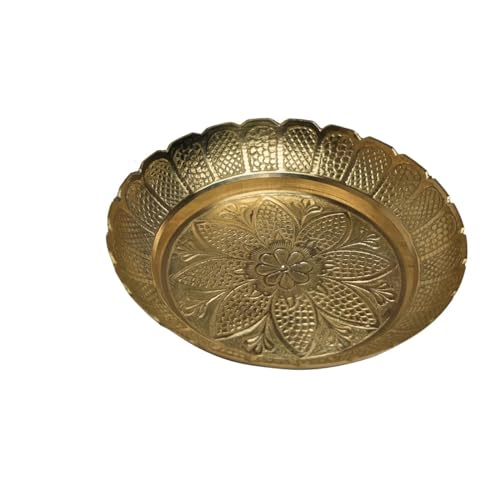 Aditri Creation Decorative Brass Prasad Plate for Pooja Utensils Nakshi Plate Item Articles for Indian Traditional Housewarming Pooja Items Festival Decorations Pooja Kit Home Decor(Size:-6")(Golden) von Aditri Creation