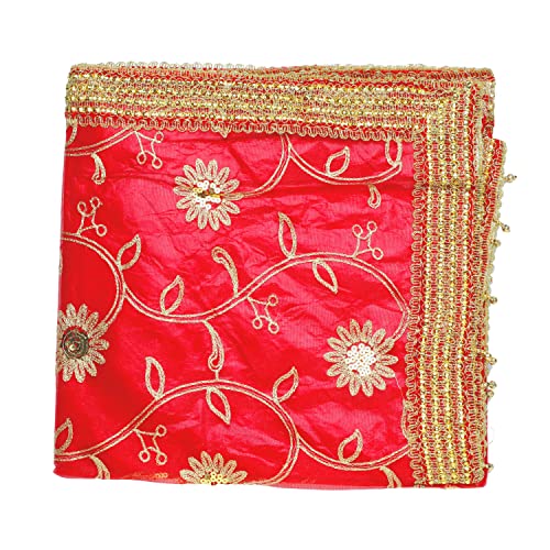 Large Decorative Cloth Chunari (Size :- 2.5 Meter) Chunni Puja for Indian Traditional Festival Decoration Chunr MATA Ki Chunri for Statue Chowki Aasan Mat Posters Frame(Red) von Aditri Creation