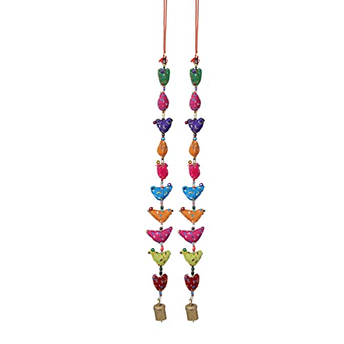 Aditri Creation Set of 2 Indian Traditional Door Hanging 10 Fabric Birds Tota String with Bell Festival Decoration for Home Wall Temple Bedroom Kids Room Home Decor Gifting(Size :-19" Approx) von Aditri Creation