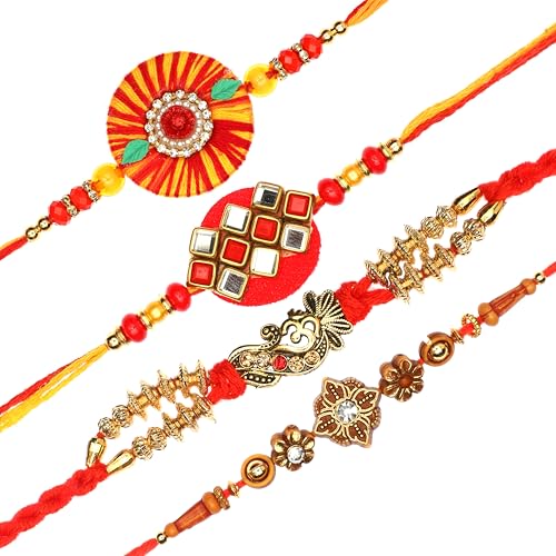 Aditri Creation Set of 4 Rakhi for Brother Rakhi Thread for Bhai Bhabhi Bhaiya and Bhatiji veera Raksha Bandhan Rakhi Set Dora Bracelet Kalwa with Gift Pack for Brother Sister von Aditri Creation