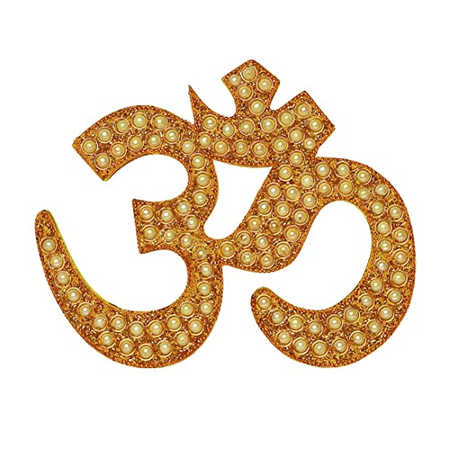 Wooden Om Symbol Wall Decoration with White Stone Work Hand Decorated Om Wall Hanging for Living Room Bed Room Temple Yoga Room Religious Gift(Size-8" X 9.5") von Aditri Creation