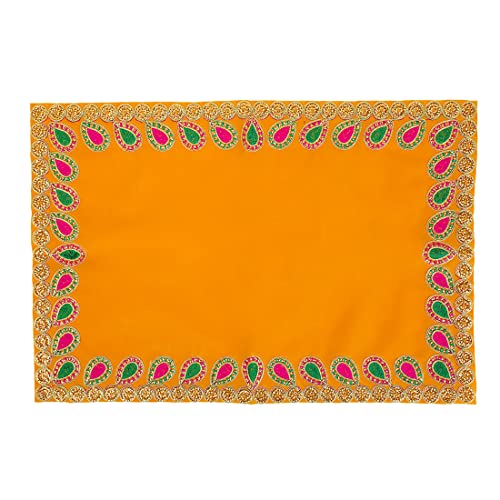 Aditri Creation Yellow Pooja Mat Aasan Puja Aasan Cloth (Size:-18 Inches X 12 Inches,) for Multipurpose Pooja Diwali Decorations Item & Article von Aditri Creation