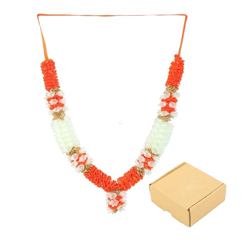 Artificial Mala Flowers Ribbon Garland Large Mala for Idol-Mala for God Pooja Sringar Article Ornament for Multipurpose Indian Traditional Festival Ganesha Decoration(Size:-15")(Orange and White) von Aditri Creation