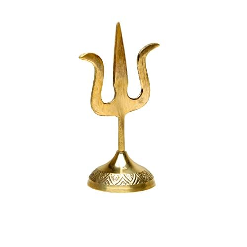 Brass Trishool/Trishul/Shoolam Lord Shiv mahadev Durga Pooja/Puja trishul Trident for Protection and Worship for Indian Traditional Pooja Mandir Temple Décor Shivratri I Golden I (Size:-8 Inch) von Aditri Creation