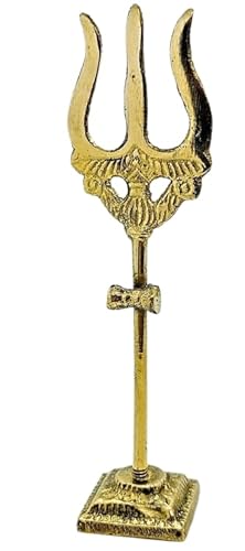 Decorative Brass Trishool/Trishul/Shoolam Lord Shiv mahadev Durga Pooja/Puja trishul Trident Protection and Worship for Pooja Mandir Temple for Indian Traditional Decoration(Size:-3.5")(Golden) von Aditri Creation