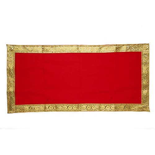 Decorative Cloth Pooja Asaan Large Velvet Mat (Size :- 18 Inches x 36 Inches) Puja Indian Traditional Festival Diwali Decoration for Statue Chowki Aasan Mat Posters Frame Home Decor(Red) von Aditri Creation