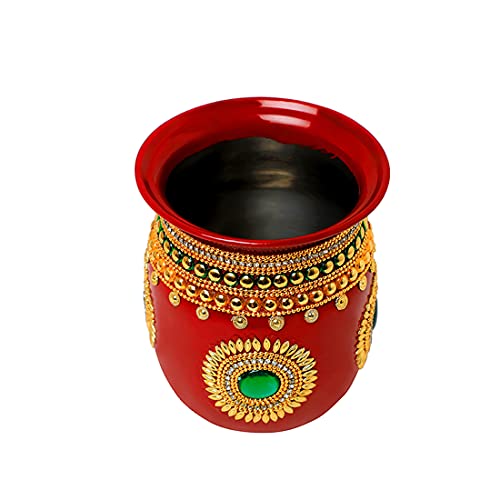 Decorative Kalash Lota Handpainted Steel Kalash Indian Traditional Festival Decoration Wedding Decor Gift Pooja Item Home Temple Puja Ritual Housewarming Stainless Steel Lota (Size:-4") von Aditri Creation