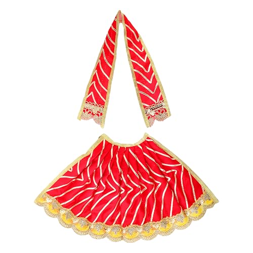 Decorative Laxmi Durga Devi MATA Dress poshak vastra Indian Traditional Cloth lehanga Chunari Pooja Item for Idol Statue for Indian Traditional Navratri Festival Temple(Size:-9")(Red) von Aditri Creation