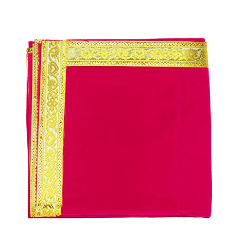 Decorative Pooja Mat Aasan Pink Velvet Aasan Decorative Cloth(Size:- 20 Inches X 18 Inches) Multipurpose Pooja Indian Traditional Cultural Diwali Festival Decorations Item & Article Sequence Work von Aditri Creation