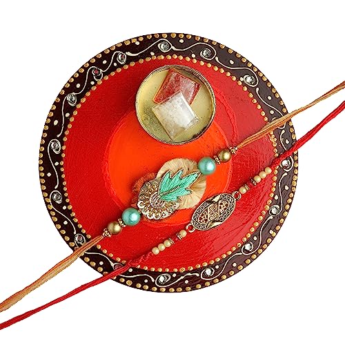 Decorative Red Handmade Wooden Round Tea Light Teal Light Holder Candle Holder T Lights Candle Stand Traditional Decorations Lighting Accessories Home Diwali Décor (Size:-5")(Without Wax) von Aditri Creation