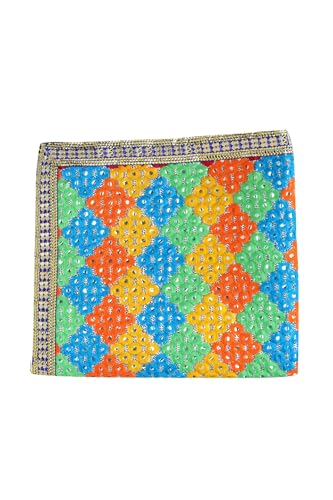 Decorative Small Pooja Mat Aasan Silk Aasan Decorative Cloth with Sequence Work (Size:-18 Inches X 18 Inches) for Multipurpose Pooja Indian Traditional Festival Decorations Item Article(Muticolour) von Aditri Creation